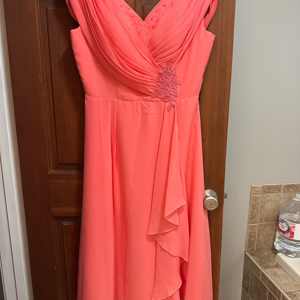 Elegant Coral Evening Dress